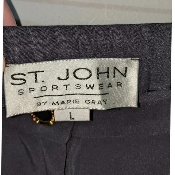 St. John Sport High Rise Wide Leg Silk Blend Pant - Picture 3 of 8